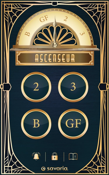 Playful gold and blue theme for cab operating panel.