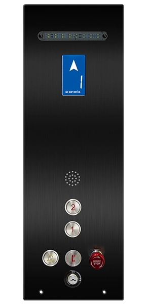 Blackened Stainless Steel cab operating panel for home elevator.