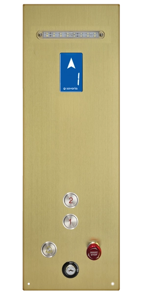 Brushed Brass cab operating panel finish option for home elevator.