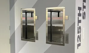 2 Matot Dumbwaiter products side by side in a commercial setting.