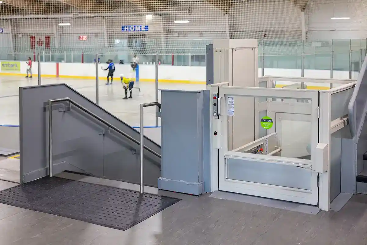 Savaria V-1504 Enclosure at a rink from ElectroEase Stair Lifts